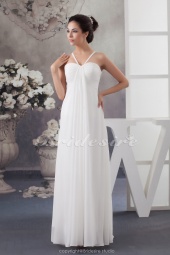 Corte Recto Tirantes Espaguetis Hasta el Suelo Sin Mangas Gasa Vestido de Novia