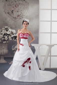 Corte Evasé Escote Corazón Cola Gorrailla Sin Mangas Tafetán Vestido de Novia