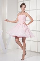Corte A Strapless Corto/Mini Sin Mangas Gasa Vestido