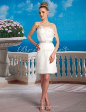 Corte Recto Column Organza Satén Corto Mini Strapless Vestido de Novia