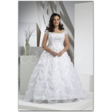 A-Line Gorraped Shoulder Gasa Satén Tallas Gryes Vestidos de Novia for Bride
