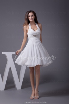 Corte A Escote Halter Corto/Mini Sin Mangas Gasa Vestido
