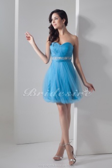Corte A Escote Corazón Corto/Mini Sin Mangas Tul Vestido