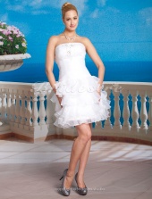 Corte A Organza Tafetán Corto/ Mini Strapless Vestido de Novia