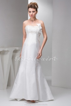 Corte Sirena Strapless Cola Corte Sin Mangas Tafetán Vestido de Novia