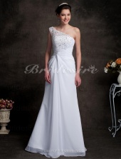 Corte Recto Solo Hombro chiffon Sweep/ Brush Train Vestido de Novia