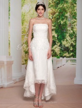 Corte Recto/ Column Tul Over Satén Asymetrical Strapless Vestido de Novia
