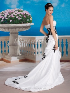 Corte Sirena/Trumpet Strapless Tafetán Vestidos de Novia with Beaded Encaje