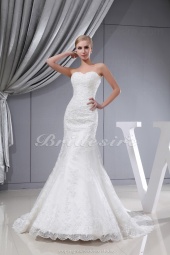 Corte Sirena Escote Corazón Barrer / cepillo tren Sin Mangas Encaje Vestido de Novia
