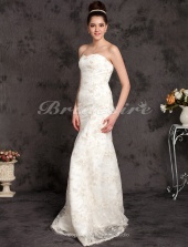 Corte Sirena Encaje Hasta el Suelo Escote Corazón Vestido de Novia