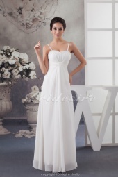 Corte Recto Tirantes Espaguetis Hasta el Suelo Sin Mangas Gasa Vestido de Novia