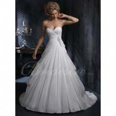 Corte A Strapless Escote Corazón Sin Mangas Cola Gorrailla Tafetán Vestido de Novia