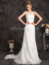 Corte Sirena/Trumpet Tul Cola Catedral Escote A la Base Vestido de Novia