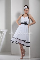 Corte A Escote Halter Hasta la Rodilla Sin Mangas Gasa Vestido