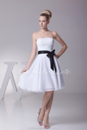 Corte A Strapless Hasta la Rodilla Sin Mangas Gasa Vestido