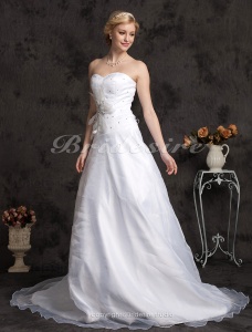 Corte A Escote Corazón Corte Princesa Organza Cola Gorrailla Vestido de Novia
