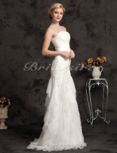 Corte Sirena Encaje Barrer / cepillo tren Strapless Vestido de Novia
