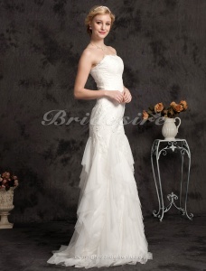 Corte Sirena Encaje Barrer / cepillo tren Strapless Vestido de Novia