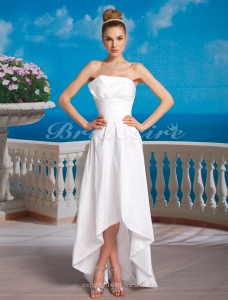 Corte A Tafetán Asimétrico Strapless Vestido de Novia