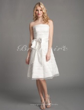 Corte A Hasta la Rodilla Strapless Vestido de Novia