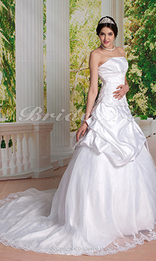 Corte Evasé Cola Gorrailla Strapless Pick-up Satén Vestido de Novia