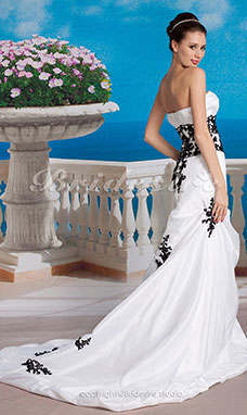 Corte Sirena/Trumpet Strapless Tafetán Vestidos de Novia with Beaded Encaje