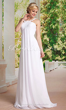 Corte Recto/ Column Gasa Sweep/ Brush Train Tirantes Vestido de Novia