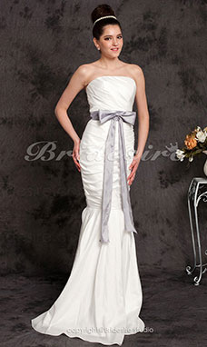 Corte Sirena//Trumpet Tafetán Hasta el Suelo Strapless Vestido de Novia