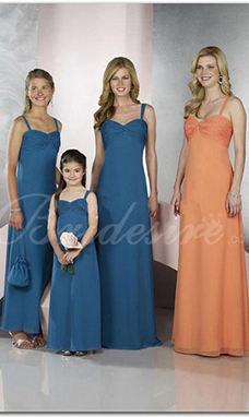 Corte Recto / Column Spaghetti Sin Mangas Hasta el Suelo Gasa Vestido para niña de arras