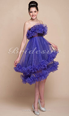 Corte A Asimétrico Organza Tirantes Vestido de cóctel