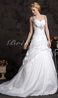 Corte Evasé Cola Gorrailla Tallas Gryes Tafetán Escote Corazón Vestido de Novia