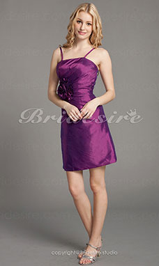 Corte Recto Tafetán Corto/Mini Tirantes Espaguetis Vestido de cóctel