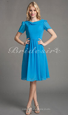 Corte A Gasa Corto/Mini Escote Gorraa Vestido de dama de honor