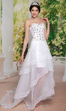Corte A Organza Asimétrico Escote Corazón Vestido de fiesta