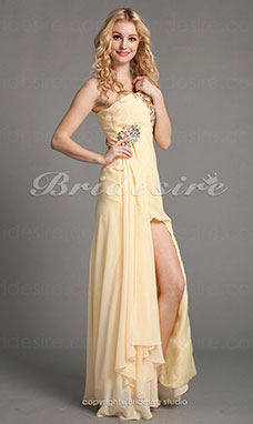 Corte A Gasa Barrer / cepillo tren One-Shoulder Vestido de fiesta