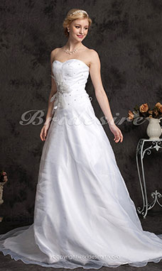 Corte A Escote Corazón Corte Princesa Organza Cola Gorrailla Vestido de Novia