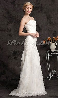 Corte Sirena Encaje Barrer / cepillo tren Strapless Vestido de Novia