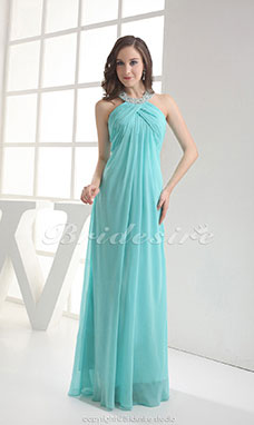 Corte Recto Escote Halter  Hasta el Suelo Sin Mangas Gasa Vestido