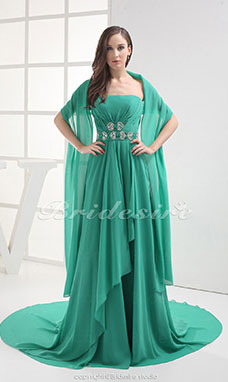 Corte Recto Strapless Barrer / cepillo tren Sin Mangas Gasa Vestido