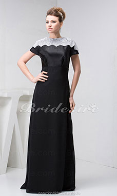 Corte A Escote A la Base Hasta el Suelo Manga Corta Satén Organza Vestido de fiesta