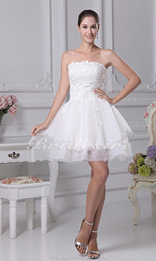 Corte Princesa Strapless Corto/Mini Sin Mangas Encaje Satén Organza Vestido de Novia