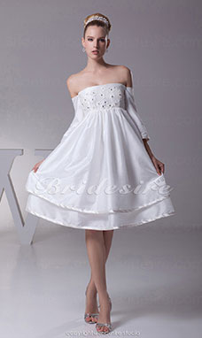 Corte A Strapless Hasta la Rodilla Manga Corta Tafetán Vestido