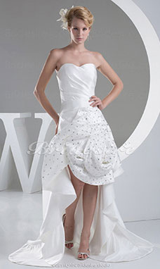 Corte A Strapless Barrer / cepillo tren Sin Mangas Satén Vestido de Novia
