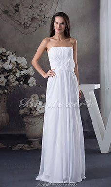 Corte Recto Strapless Hasta el Suelo Sin Mangas Gasa Vestido de fiesta