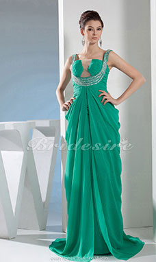 Corte Recto Strapless Hasta el Suelo Sin Mangas Gasa Vestido