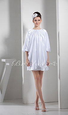 Corte Recto Escote Joya Corto/Mini La mitad de manga Tafetán Vestido