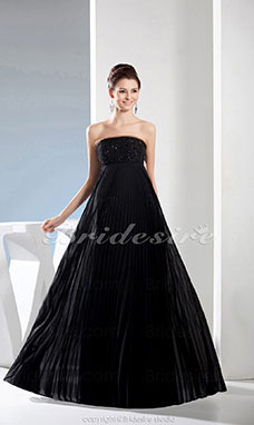 Corte A Strapless Hasta el Suelo Sin Mangas Tul Vestido