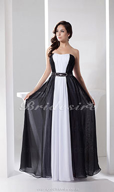 Corte Recto Strapless Hasta el Suelo Sin Mangas Gasa Vestido