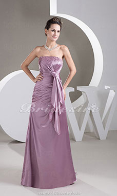 Corte A Strapless Barrer / cepillo tren Sin Mangas Tramo Satén Vestido