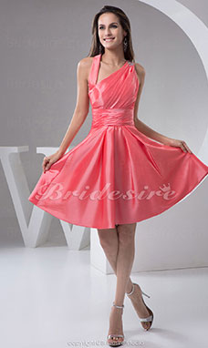 Corte A Tirantes Corto/Mini Sin Mangas Tafetán Vestido